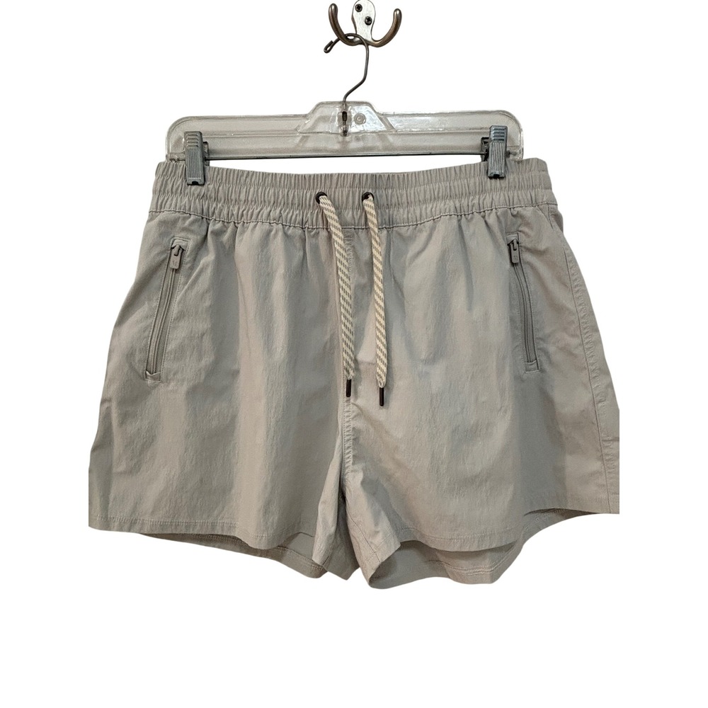 Vuori Womens Birch Gray Elastic Waist Drawstring Zipper Pocket Shorts Large